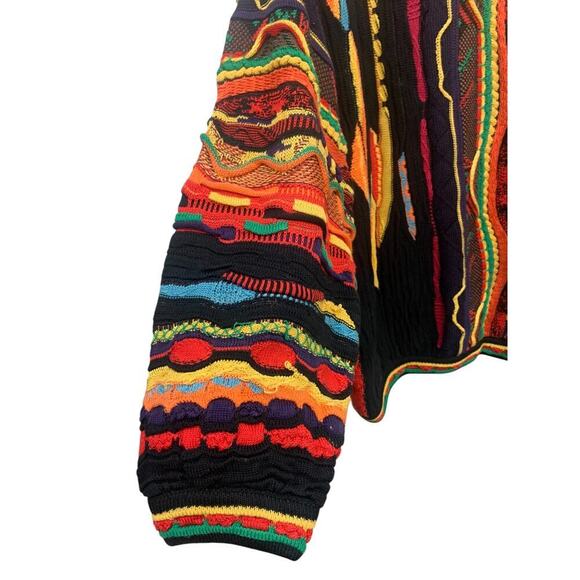 Vtg Tundra Canada Multi Color Sweater Men's Size L Biggie Hip Hop Coogi Style - Picture 12 of 16